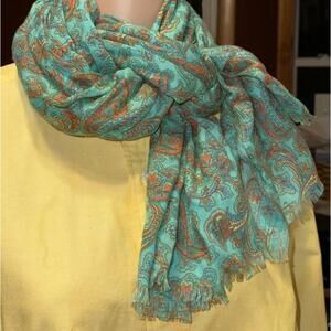 J.Crew Paisley Scarf Wrap Shawl 80” x 32” Lightweight Soft Vibrant Print